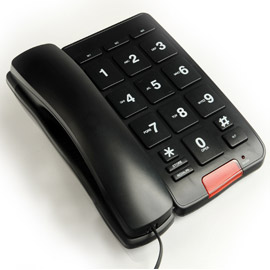 Black telephone with large keys